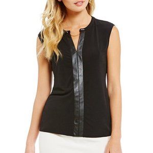 Calvin Klein Faux Leather Chain Neck Blouse
